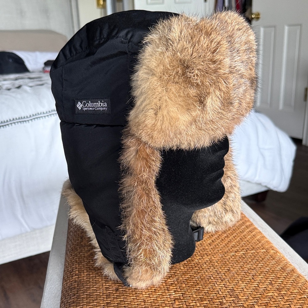 Columbia Trappers Rabbit Fur Flap Hat with Chin Strap - Unisex Medium